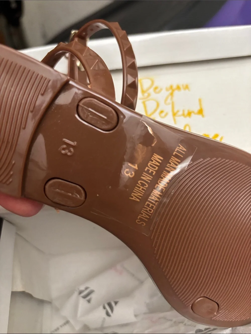 Kids Brown Ankle-Strap Jelly Sandals